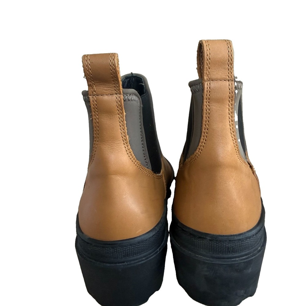 COS US 7 Chunky Sole Leather Ankle Chelsea Boots Brown Colorblock 07774610 - Picture 4 of 6